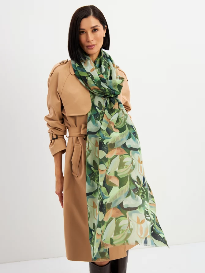 Палантин женский с тропическим принтом KSH25-1257-4