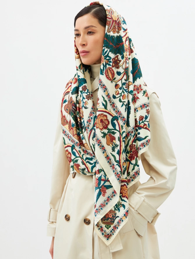 Платок женский атласный с принтом Арт-Деко LO-1254-1