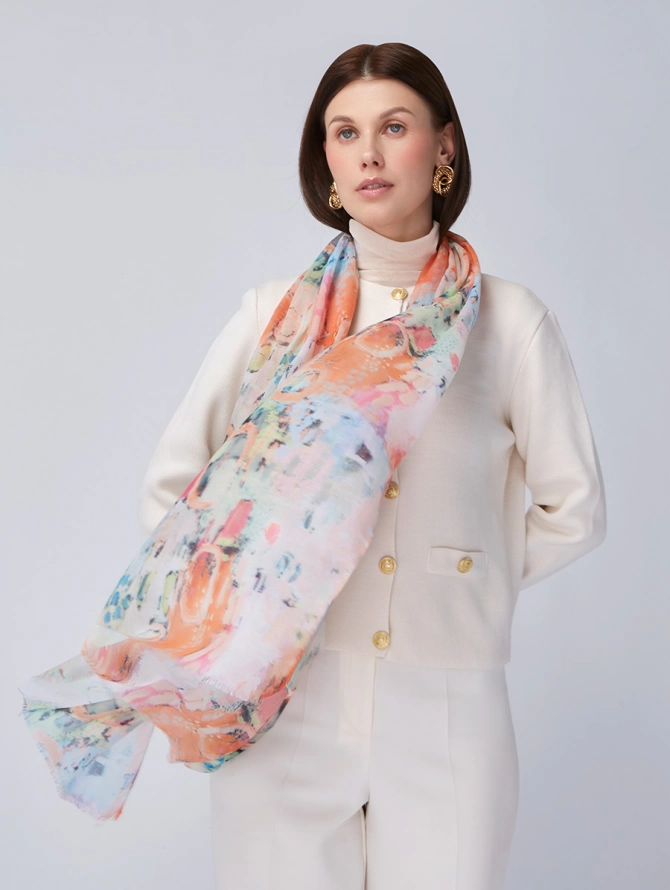 Палантин женский с акварельным принтом