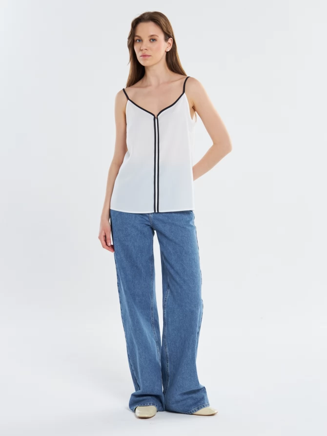 Топ с контрастной отделкой OD-874-1 белый+синий