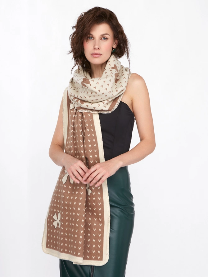 Палантин женский двусторонний с узором RH10-2253-3