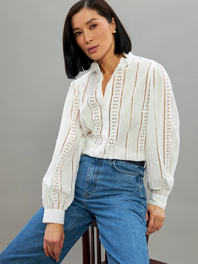 Блузка из шитья OD-919-1 белый