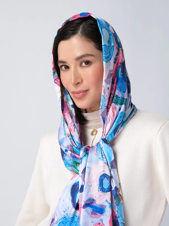 Палантин женский с авторским цветочным принтом KSH16-14510-2