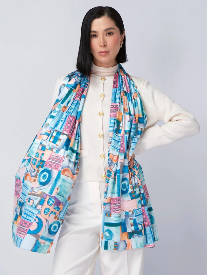Палантин женский с абстрактным принтом
