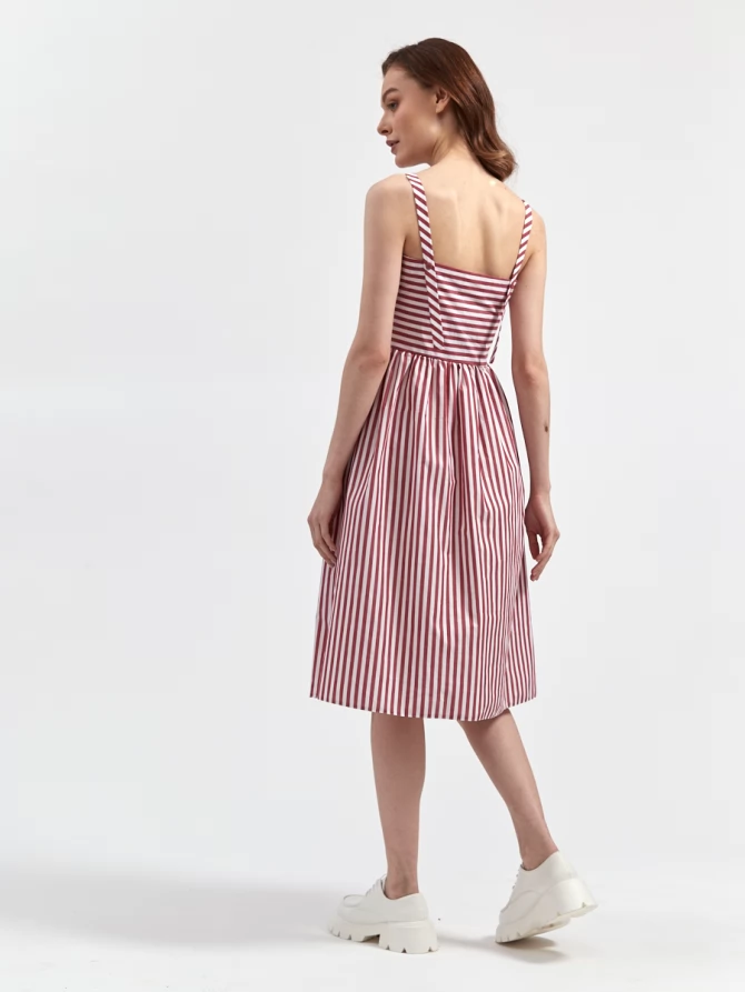 Платье-сарафан из хлопка в полоску с регулируемыми бретелями