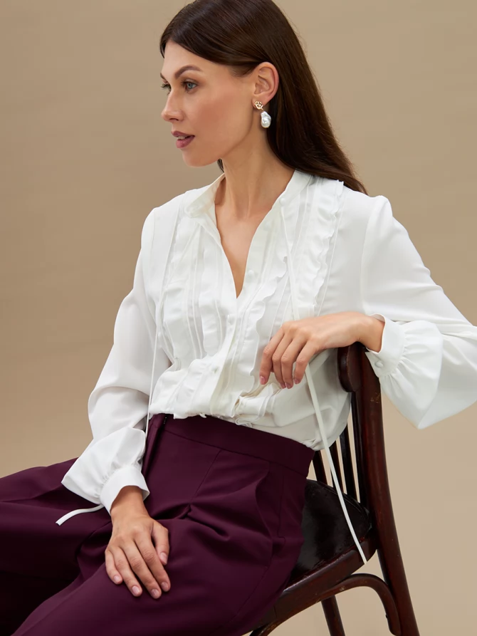 Блузка с рюшами OD-976-1 белый