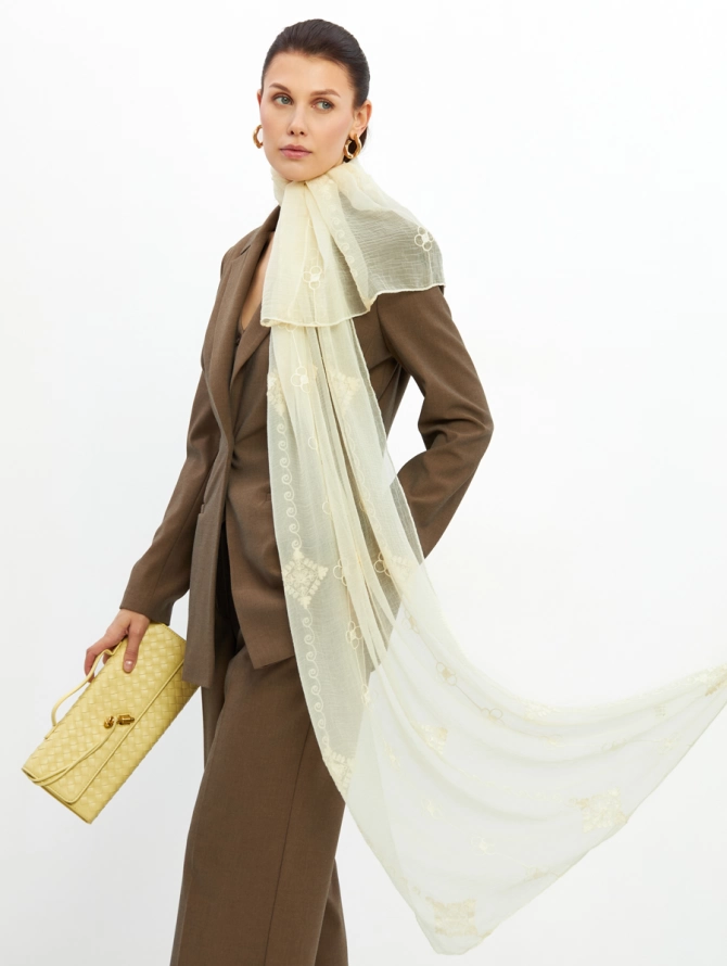 Палантин женский двусторонний с вышивкой DRK-1451-69