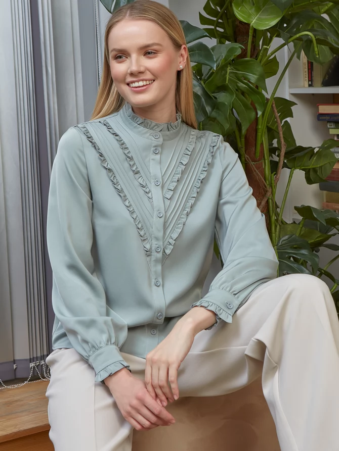 Блузка с рюшами OD-884-3 ментол