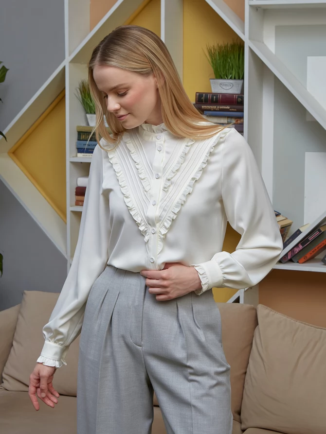 Блузка с рюшами OD-884-4 белый