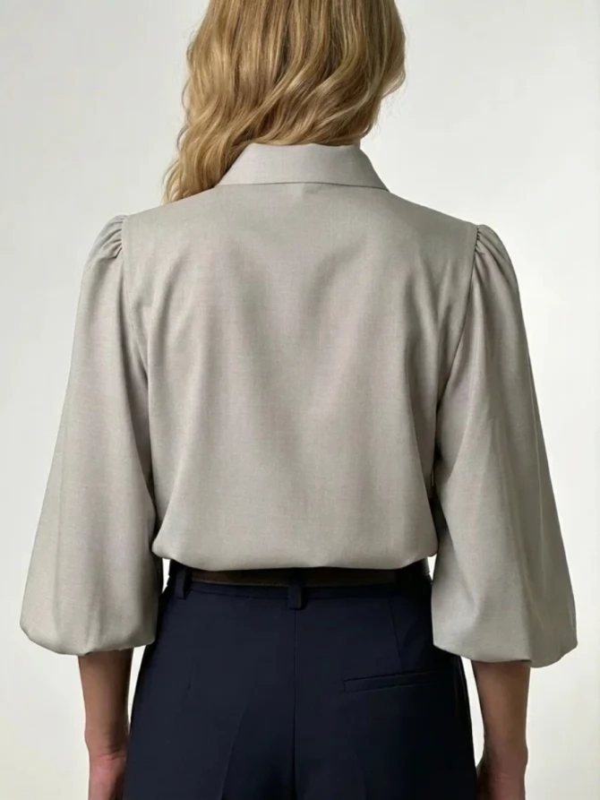 Блузка из костюмной ткани OD-1035-1 св. серый
