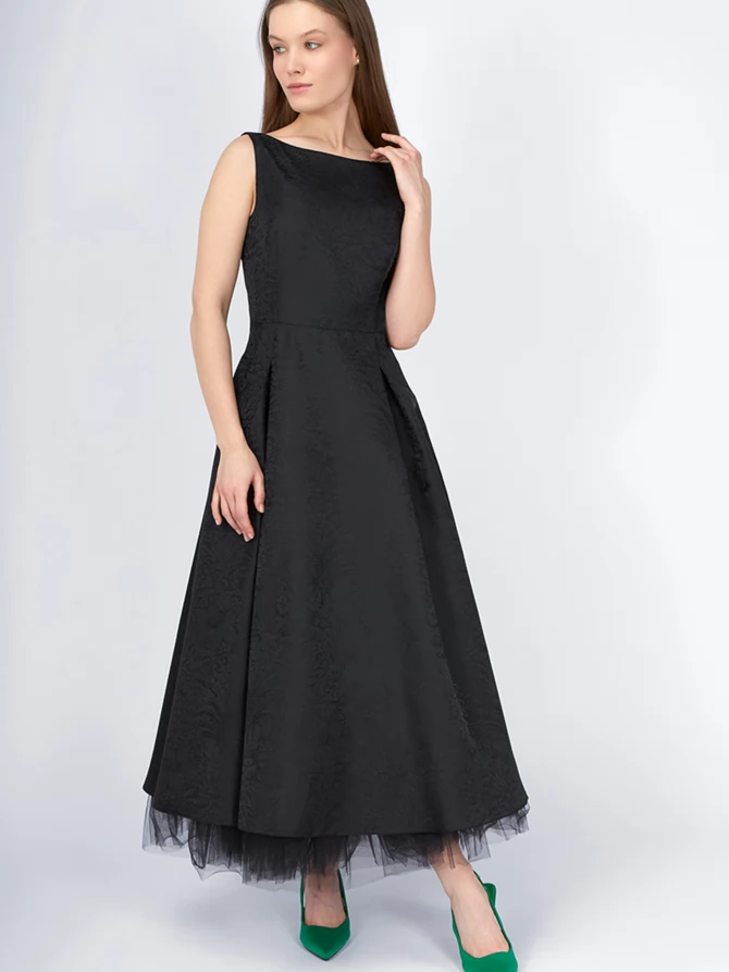 Платье из жаккарда OD-939-2 черный