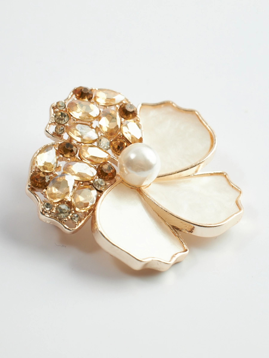 Брошь цветок золотой с перламутром