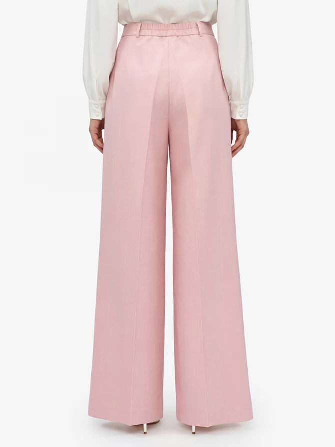 Брюки-палаццо из костюмной ткани, розовые
