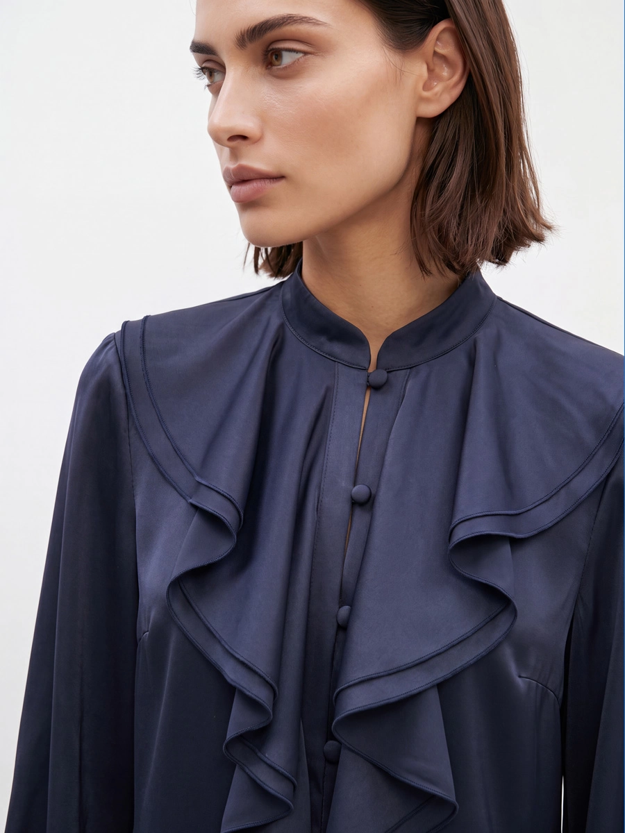 Блузка с отлетными рюшами графит