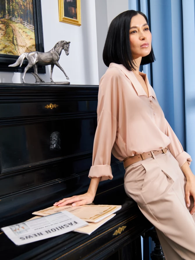 Блузка из шифона OD-809-3 персик