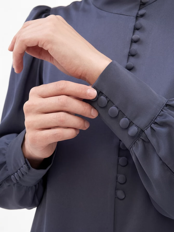 Блуза-косоворотка много пуговиц OD-550-19 графит