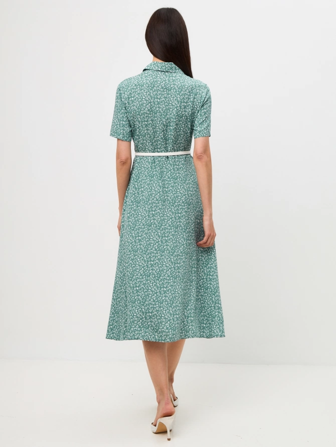 Платье-халат OD-873-3 веточки на зеленом