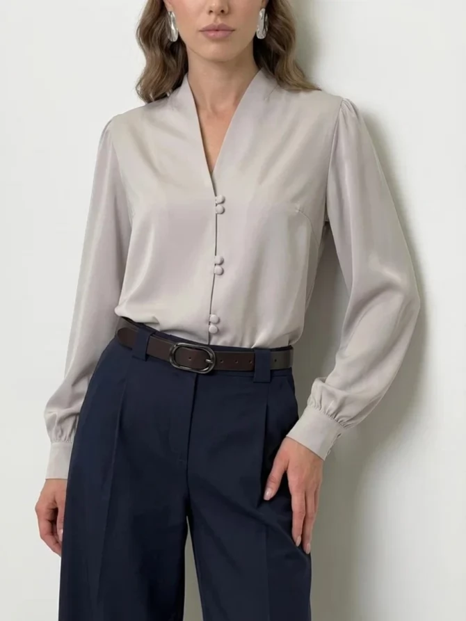 Блузка OD-735-15 серо-коричневый