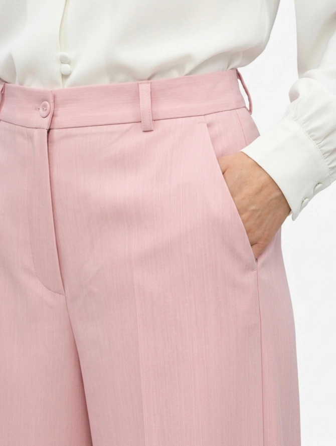 Брюки-палаццо из костюмной ткани, розовые