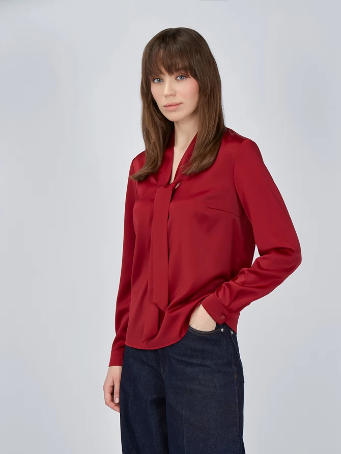 Блузка с завязками OD-812-3 бордовая