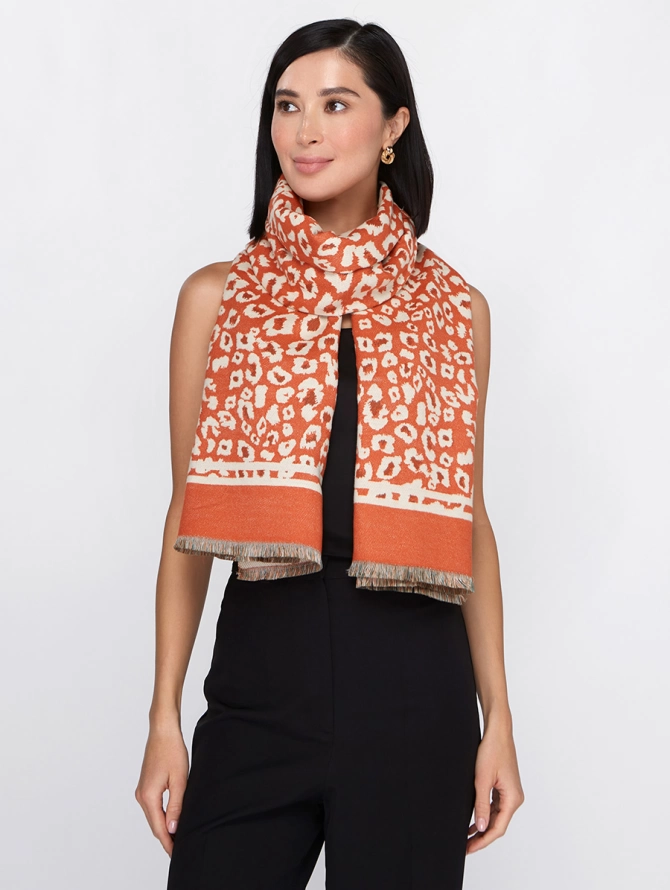 Палантин женский двусторонний с леопардовым принтом