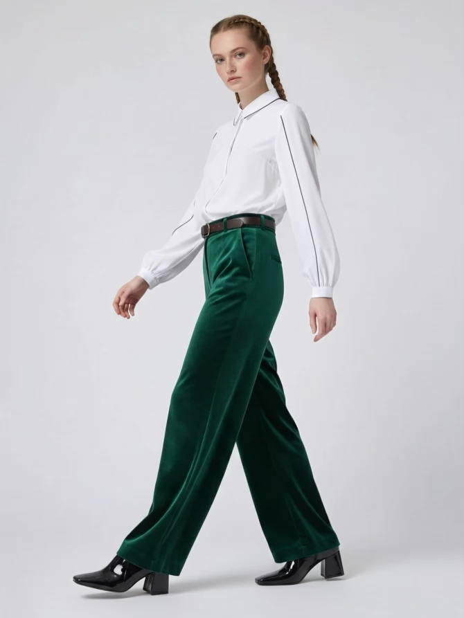 Блузка с контрасной строчкой OD-871-1 белый