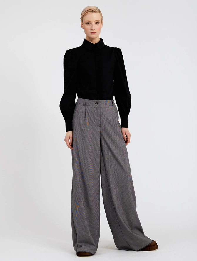 Брюки-палаццо из костюмной ткани