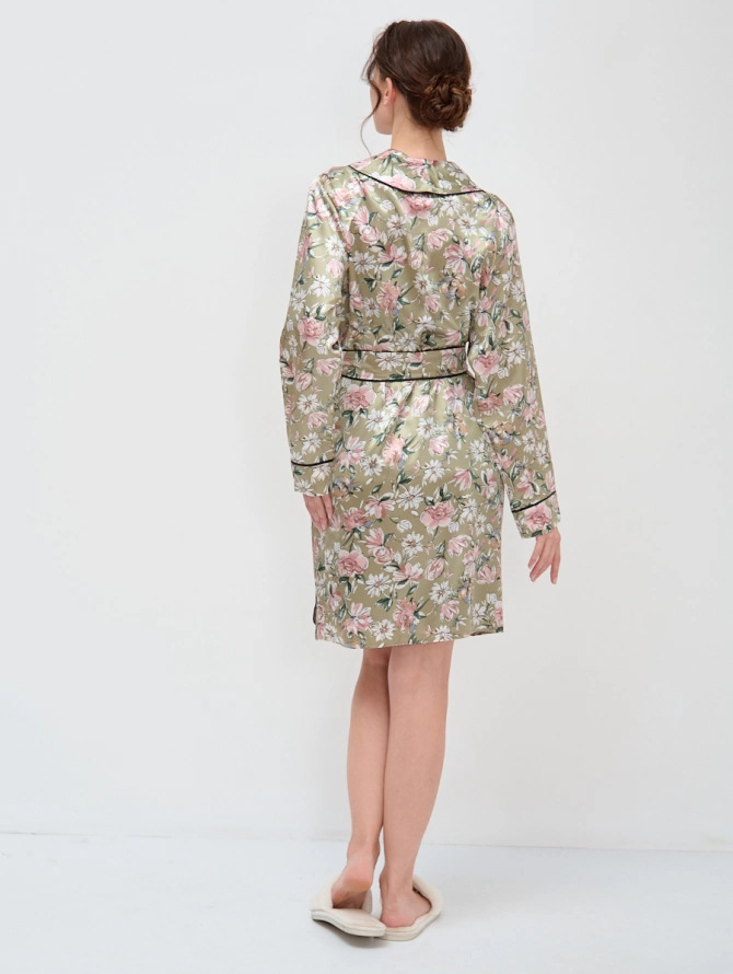 Халат из армани-шелка с цветочным принтом