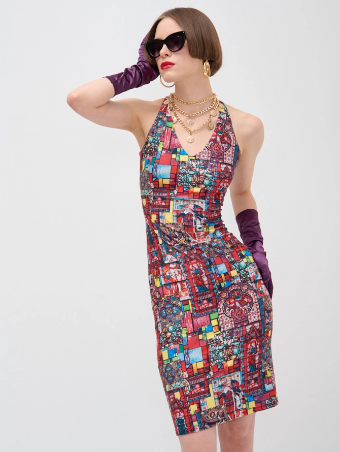 Платье с принтом масло