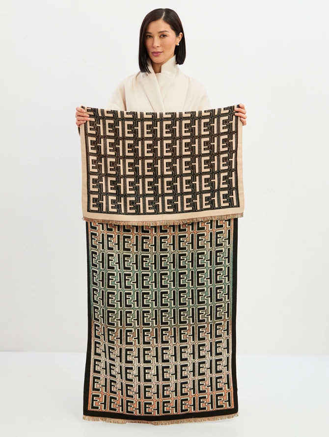 Палантин женский двусторонний с геометрическим принтом