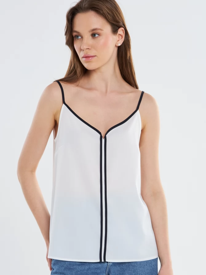 Топ с контрастной отделкой OD-874-1 белый+синий
