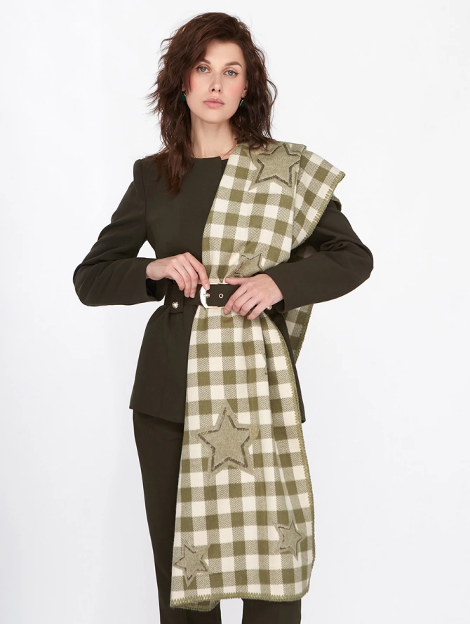 Палантин в клетку со звездами