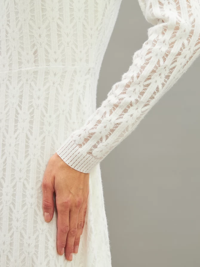 Платье из трикотажного кружева OD-904-1 белое