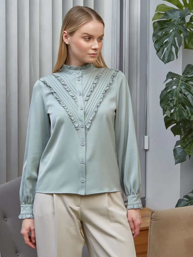 Блузка с рюшами OD-884-3 ментол
