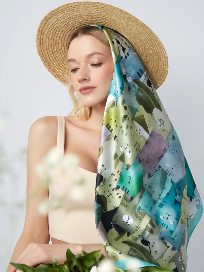 Платок женский с авторским принтом KSH16-67-3