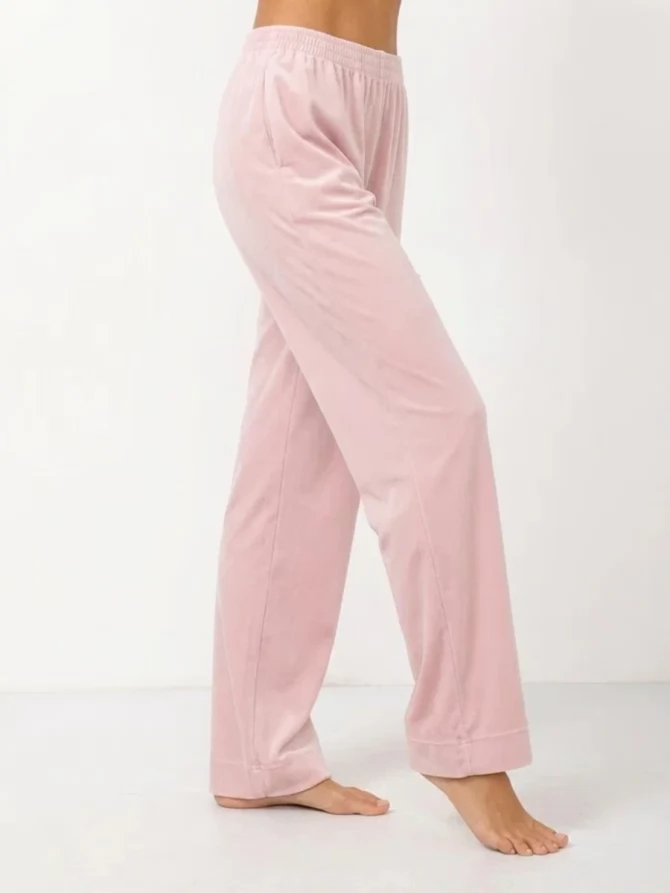 Пижама Кимоно+брюки из велюра, розовый