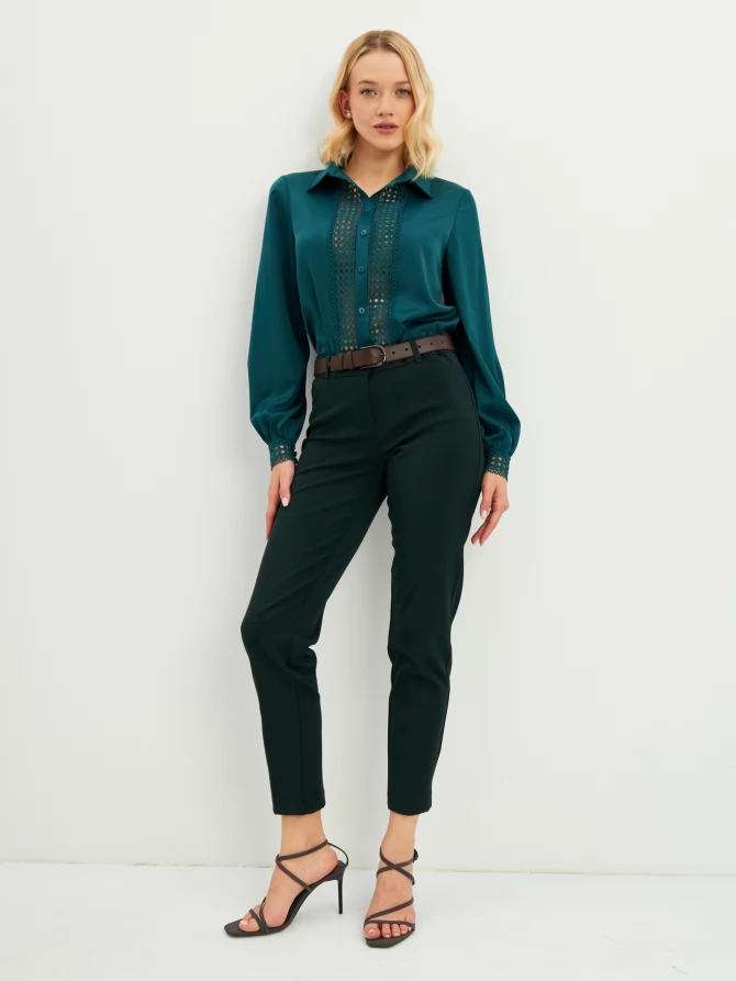 Блузка с кружевом OD-808-3 зеленый