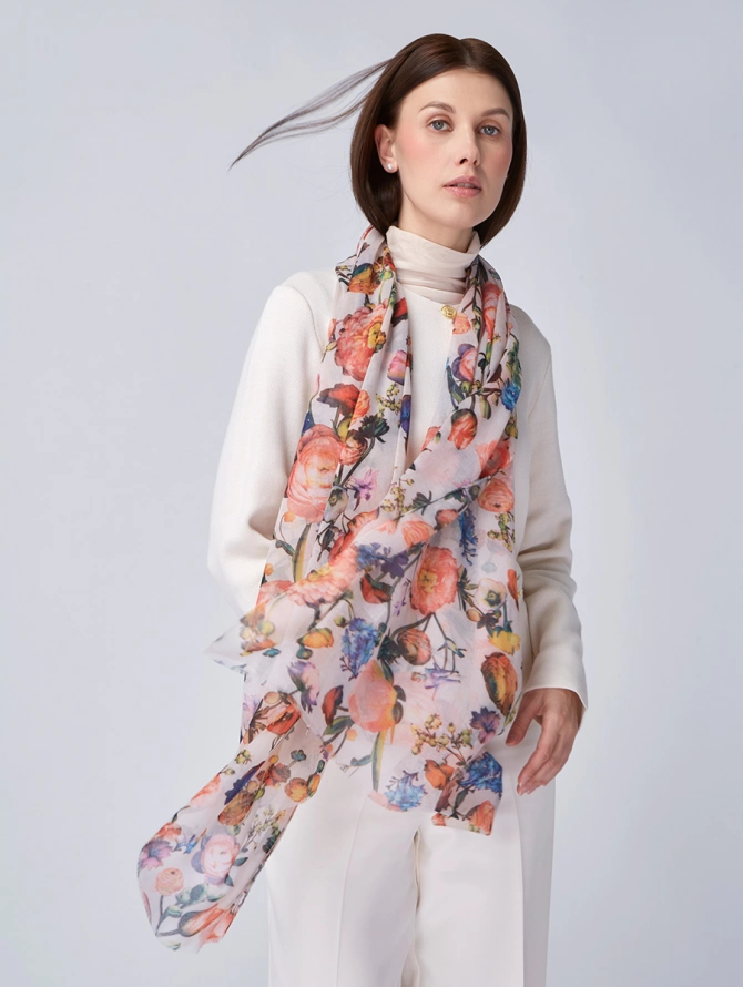 Палантин женский с цветочным принтом
