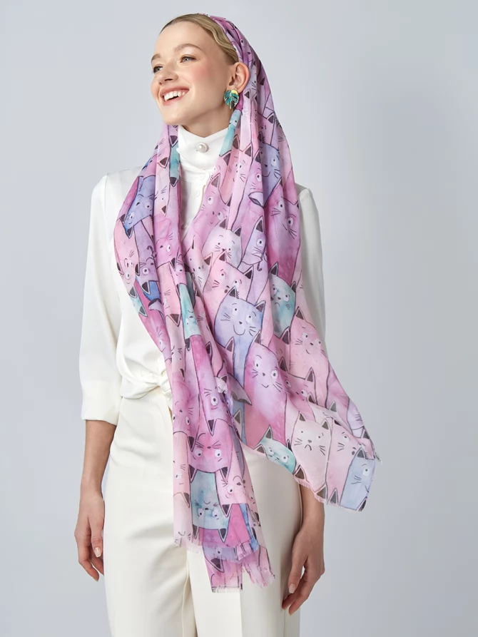 Палантин женский с принтом "Кошки"