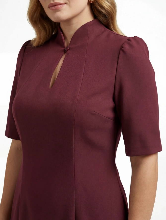 Платье воротник-капля OD-761-3  бордо