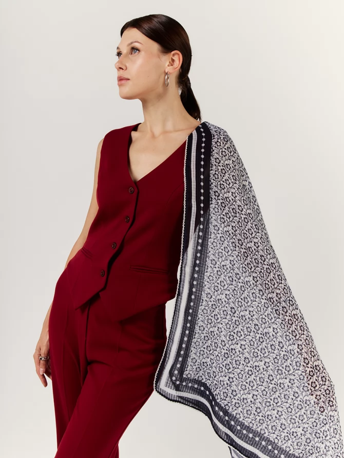 Платок женский двусторонний с цветочным узором GR-857-3