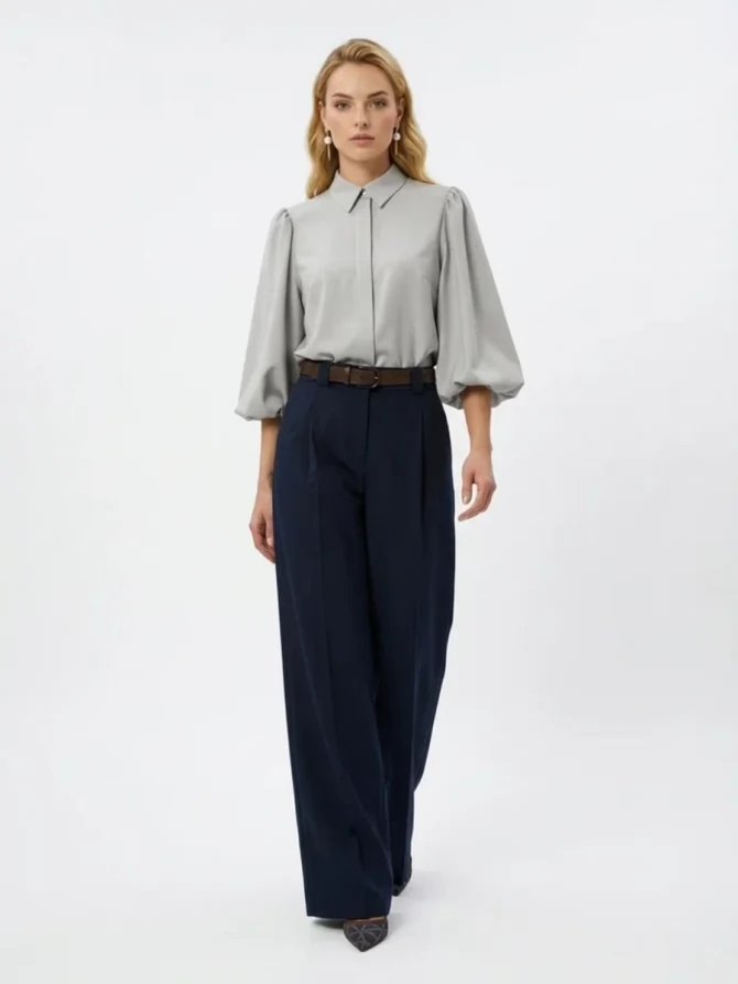 Блузка из костюмной ткани OD-1035-1 св. серый