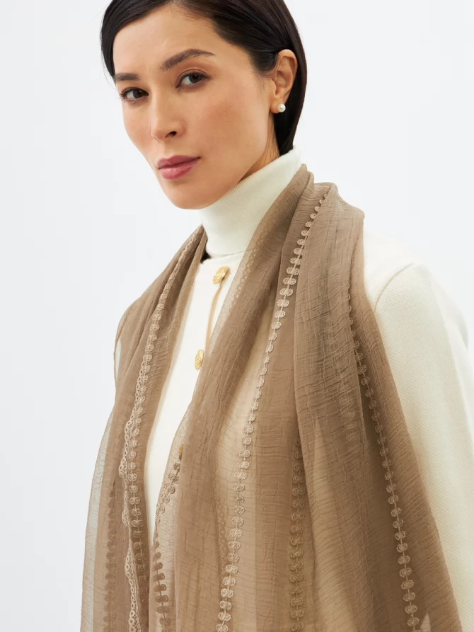 Палантин женский с вышивкой арт-деко BB-135-83