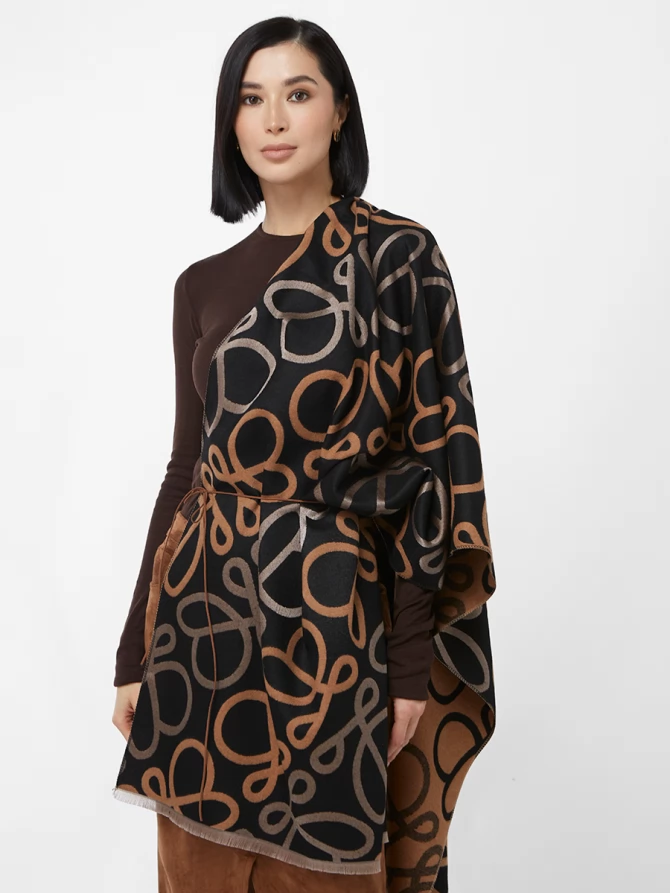 Палантин женский с двусторонним узором