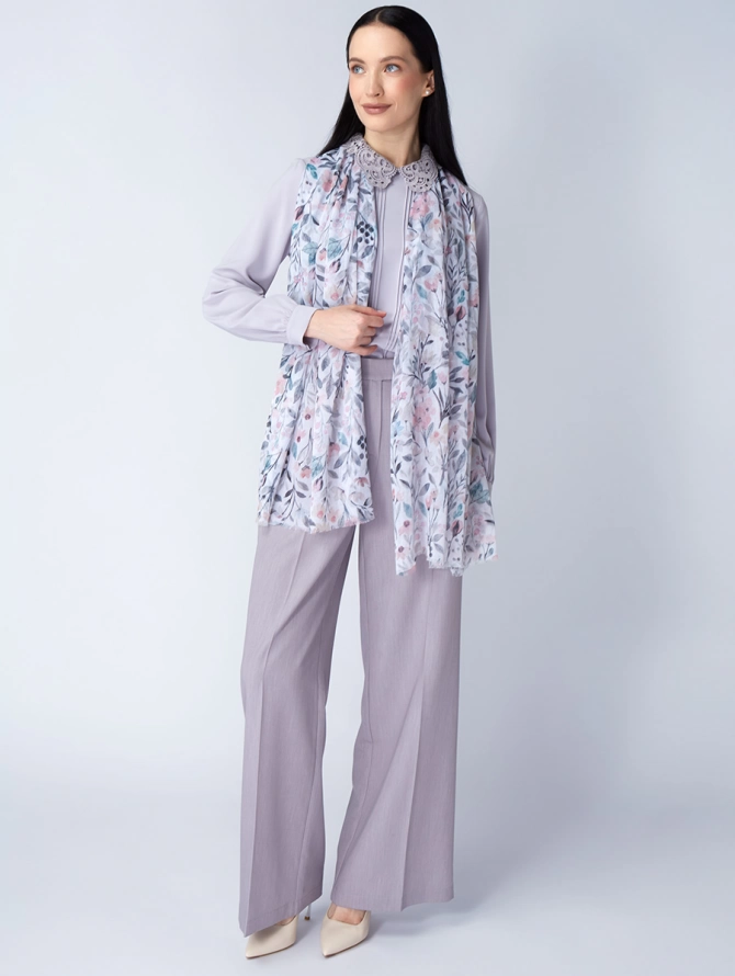 Палантин женский с воздушным цветочным принтом