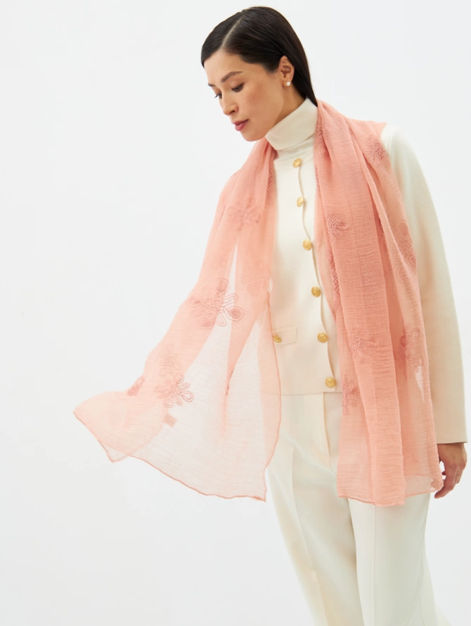 Палантин женский двусторонний с вышивкой арт-деко BB-1352-8