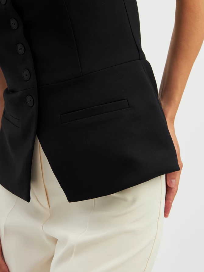 Блузка (корсет) из костюмной ткани на подкладке OD-908-1 черный