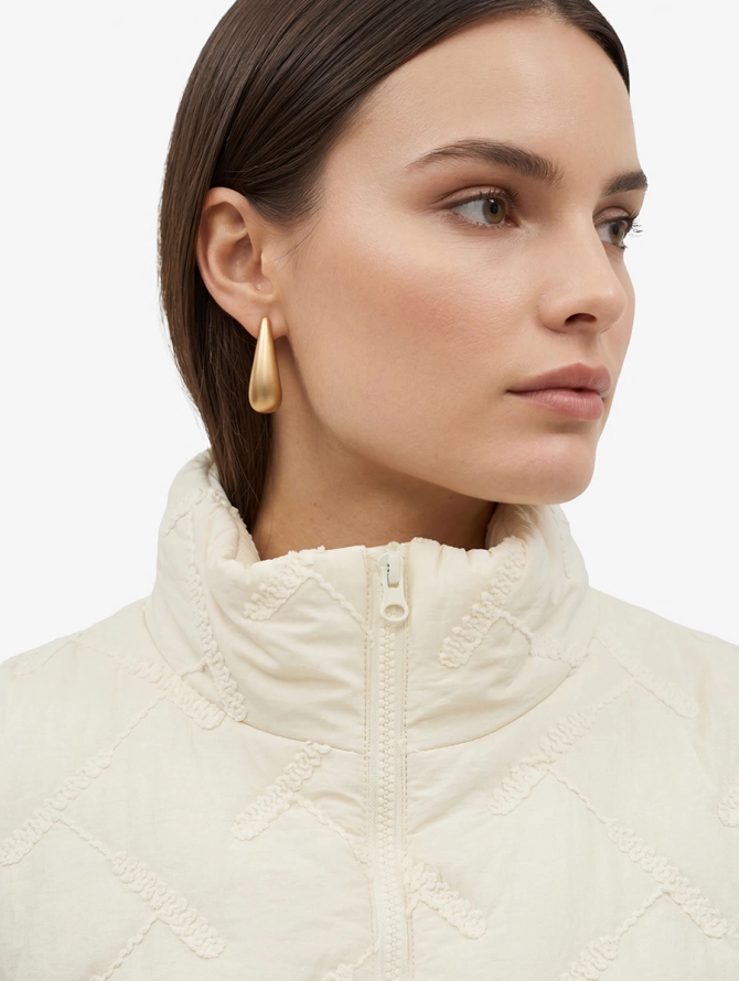 Жилет стеганый на молнии OD-1049-1 бежевый