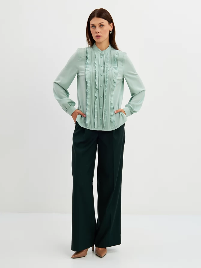 Блузка с рюшами OD-976-3 зеленый