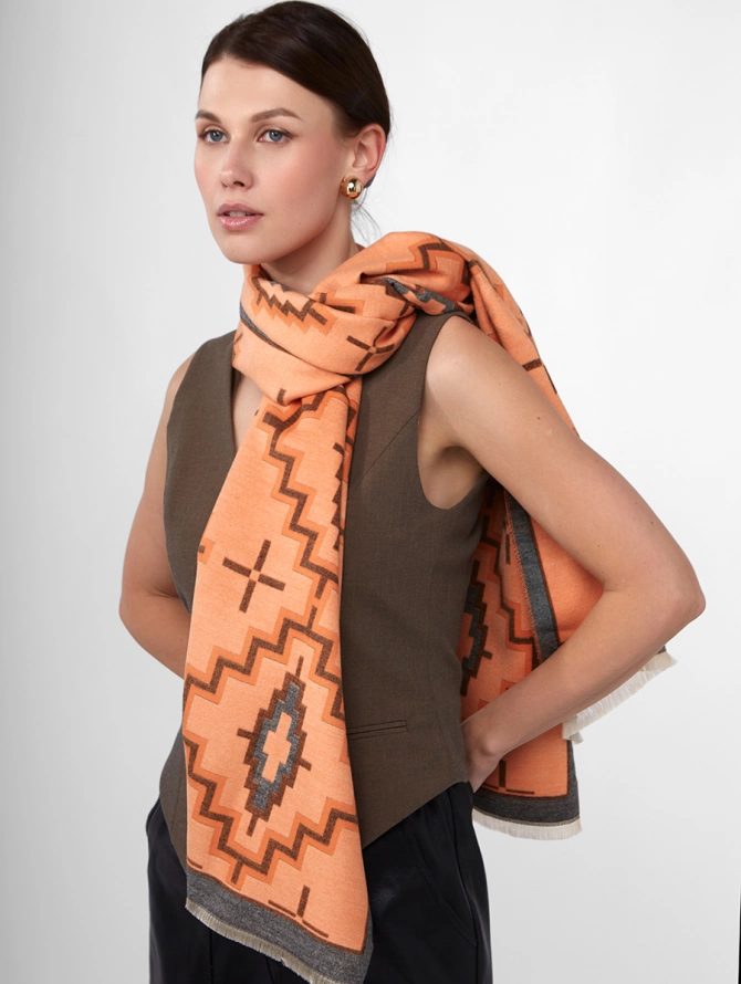 Палантин женский с двусторонним орнаментом RH10-244-1